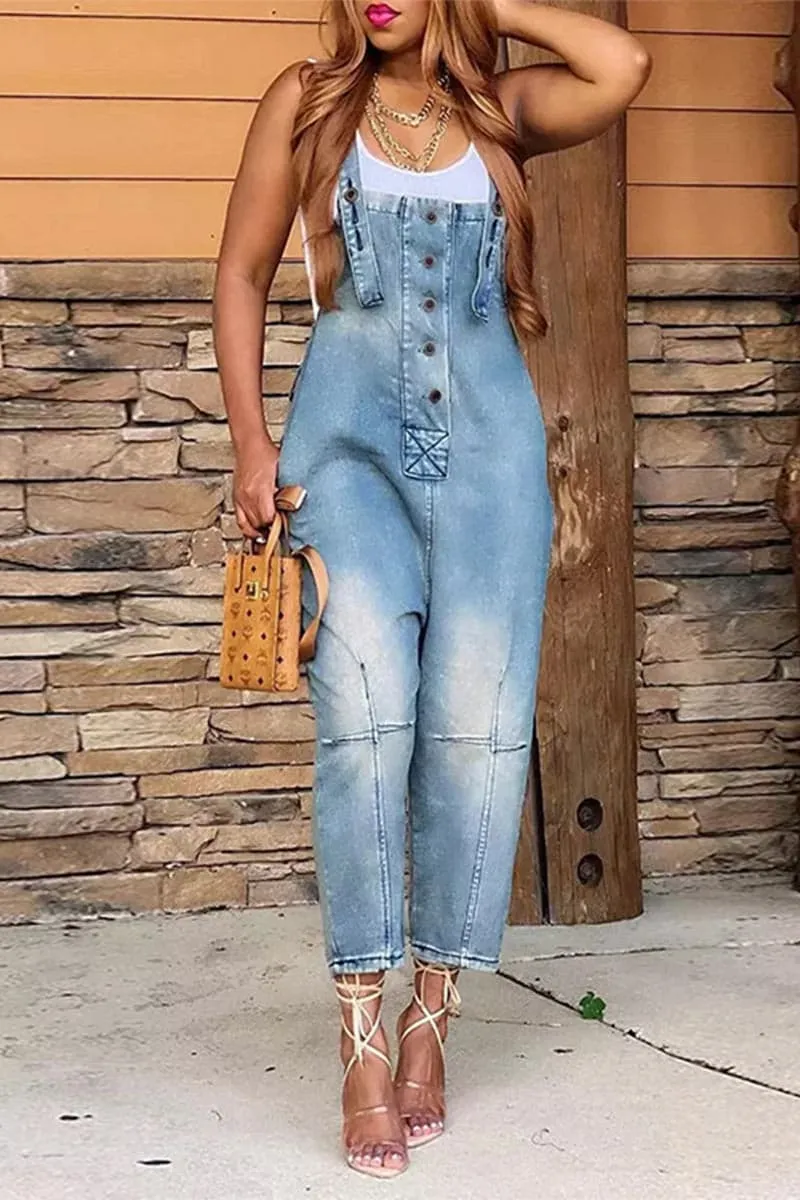 PC325 Washed Denim Overalls