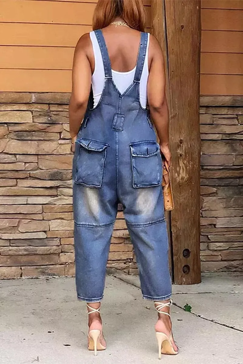PC325 Washed Denim Overalls