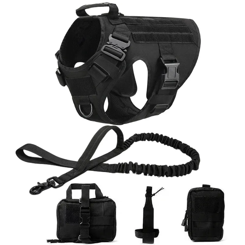 Pet German Shepherd K9 Tactical Military Vest Harness and Leash Set