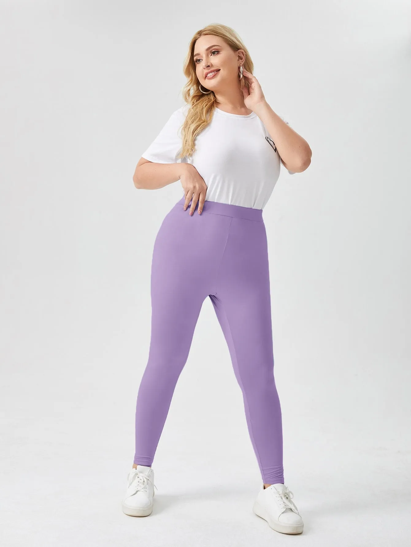 Plain Pocket Long Plus Size Leggings