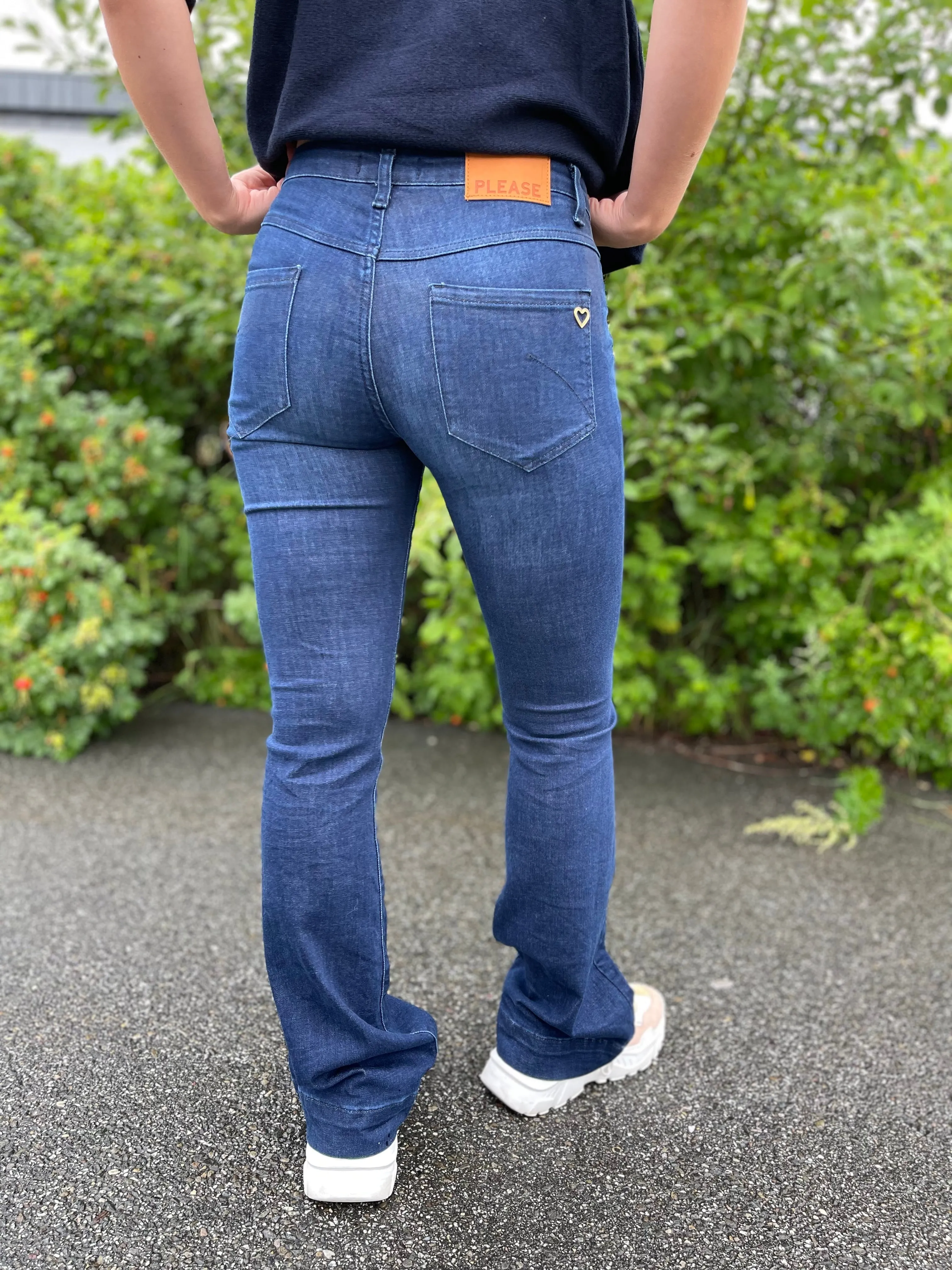 PLEASE CHINO FLARE ROMA BLU DENIM