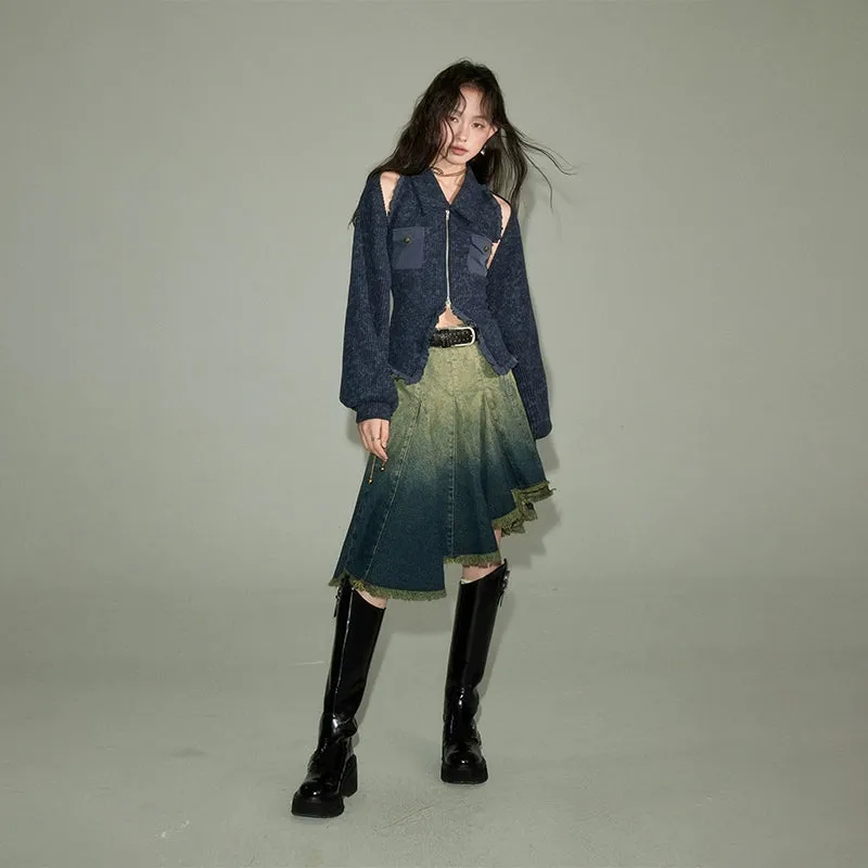 Polo Neck - Knitted Shirt & Shawl Set