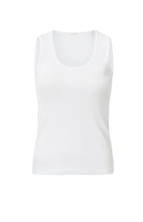 Ribbed singlet with low round neck and a regular fit