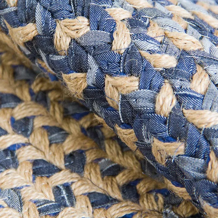 Round Yellow Hemp Denim Woven Carpet