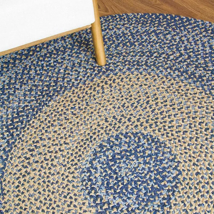 Round Yellow Hemp Denim Woven Carpet