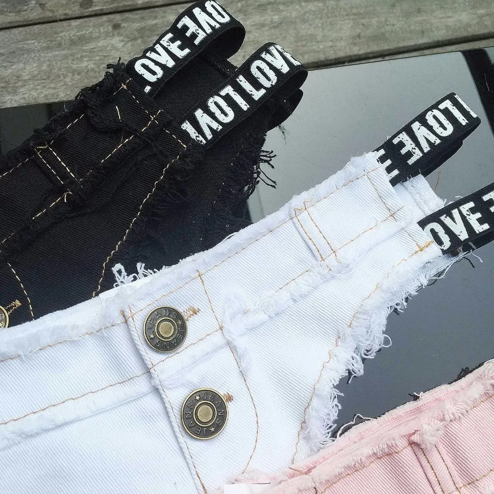 Super short jeans Ladies Low waist black White club streetwear  Denim beach shorts