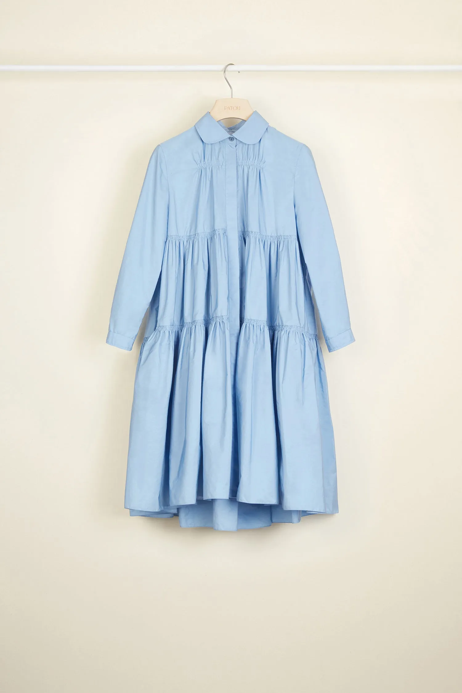 Tiered faille shirt dress