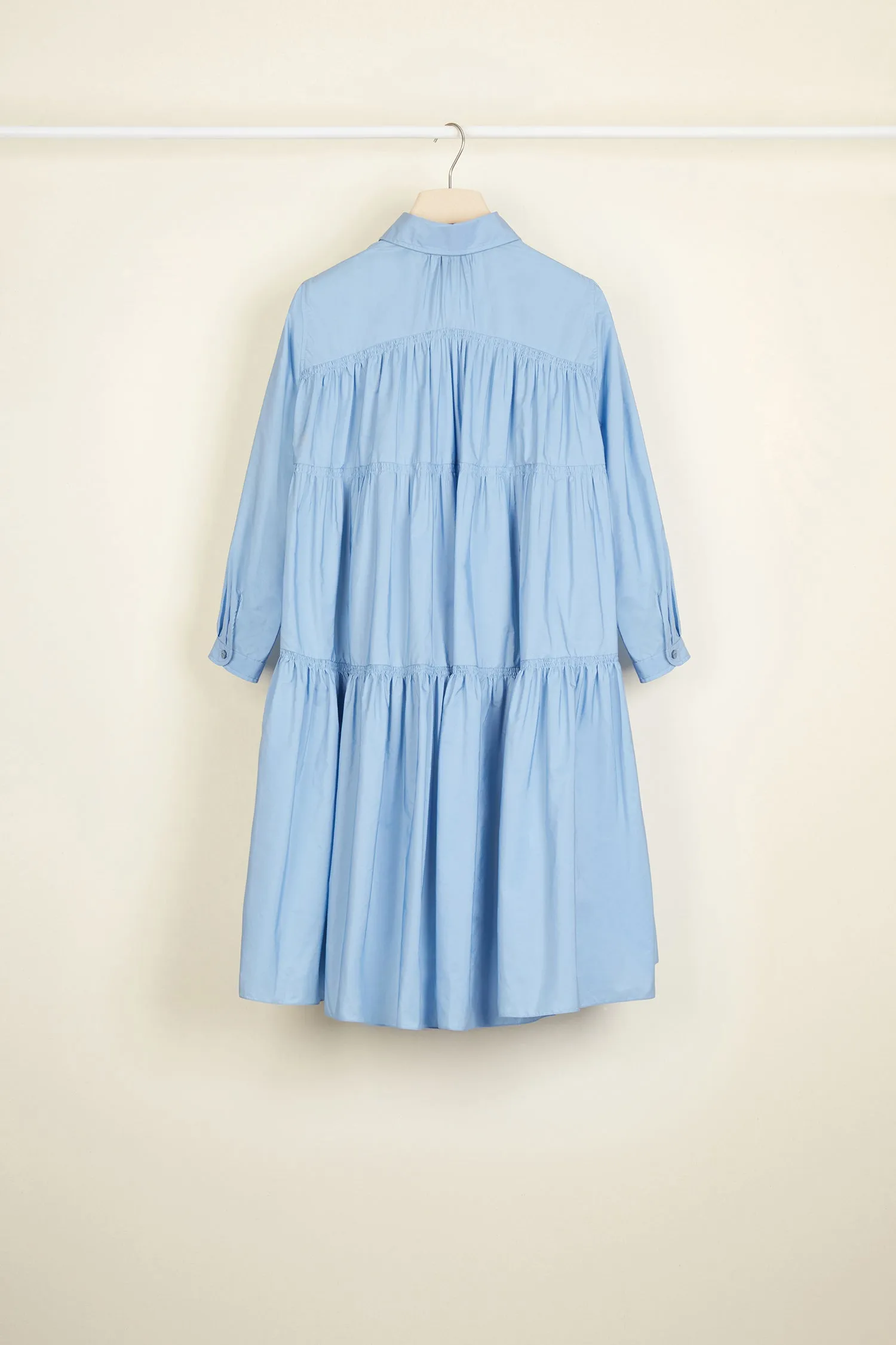 Tiered faille shirt dress
