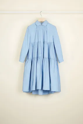 Tiered faille shirt dress