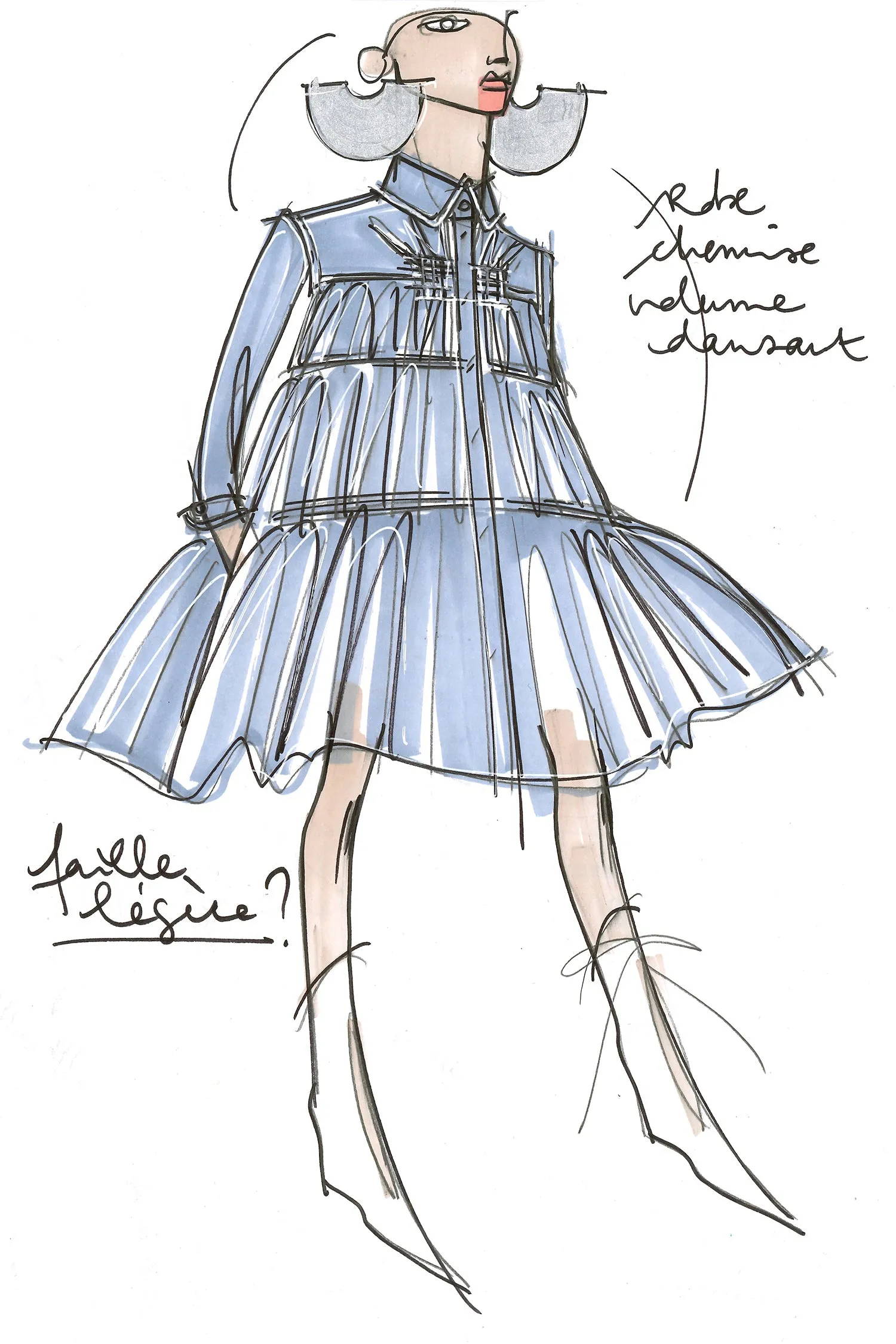 Tiered faille shirt dress
