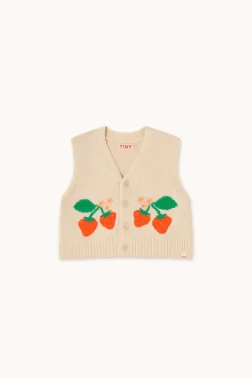 Tinycottons Light Cream Strawberries Vest   Short Set