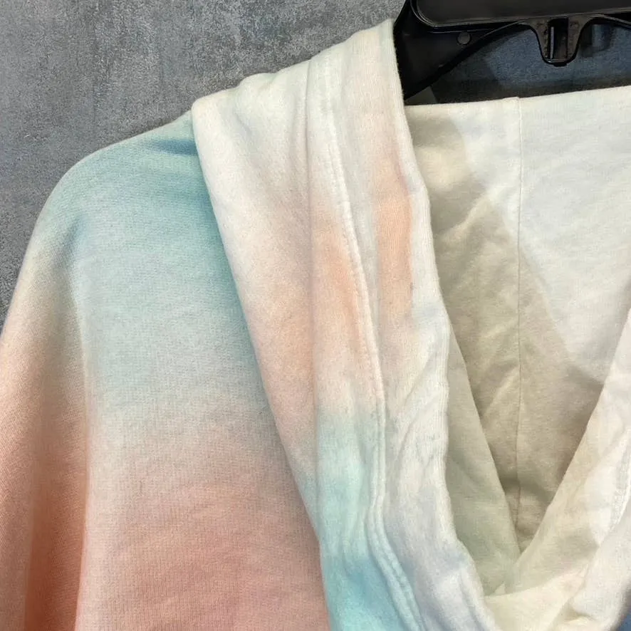 TREASURE & BOND Women's Blush-Mint Tie-Dye Raw Hem Pullover Hoodie SZ S