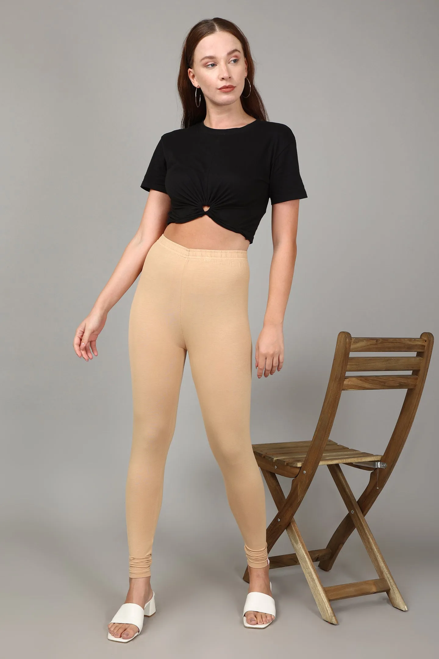 VISCOSE ANKLE LEGGINGS - DEEP SKIN