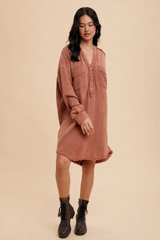 Washed Muslin Shirt Dress