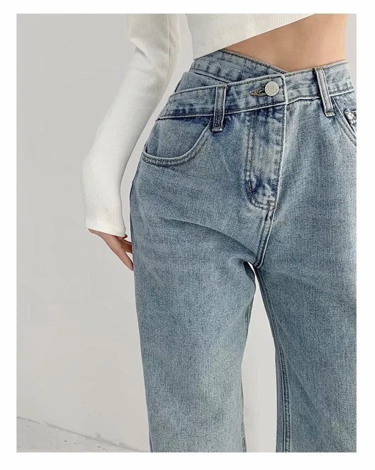 Wjczt Jeans Vrouwen Wijde Pijpen Broek Moeder Femme Blauw Jeans Hoge Taille Vrouw Broek Kleding Pantalones Spodnie