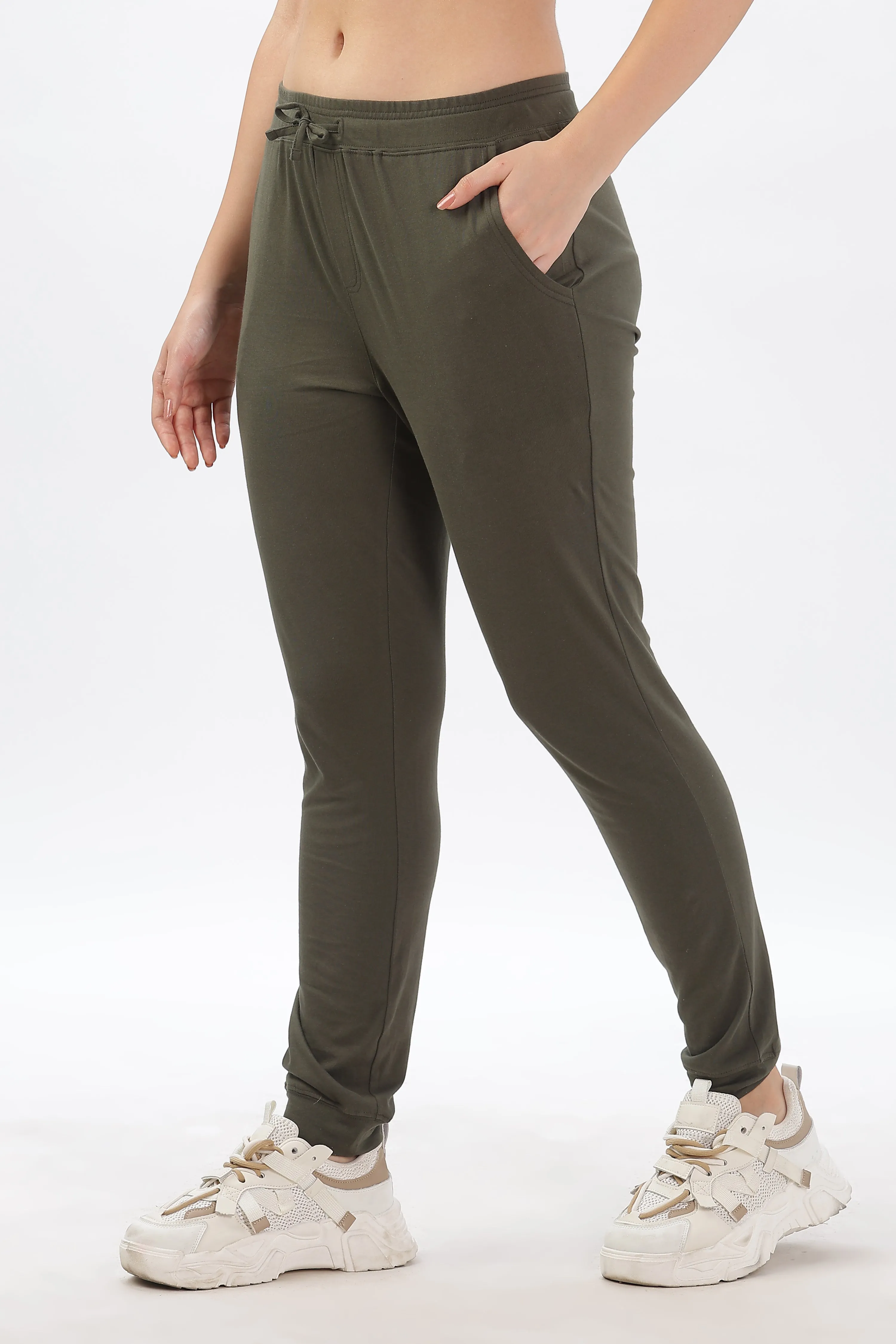 Women Organic Cotton Joggers Pant With Side Pockets and  Adjustable Waist