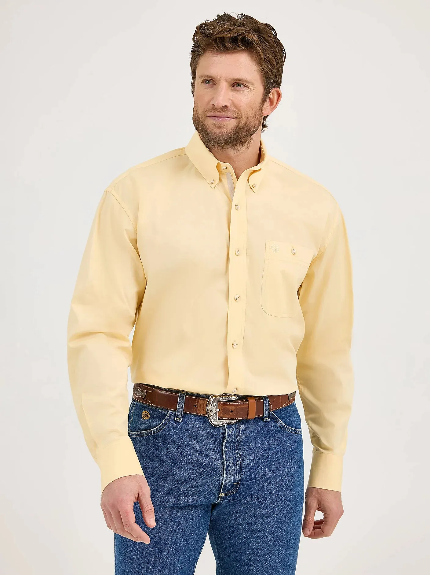 WRANGLER GEORGE STRAIT SOLID BUTTON DOWN SHIRT