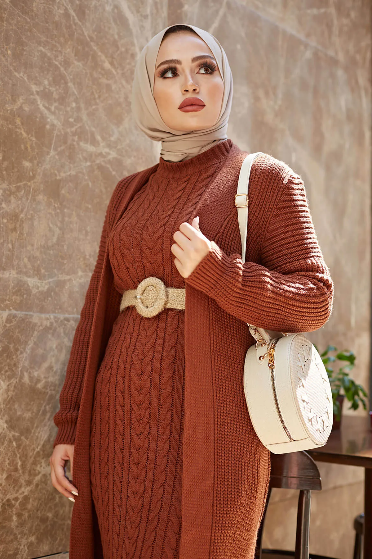ZRF Women Knit Brick Cardigan Dress Suit - Bowling Green